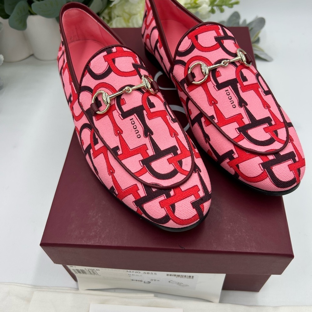 Women's Gucci horse bit canvas/leather loafers size 39.5 made in Italy
